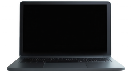 Sleek modern laptop with a blank screen against a for technology on transparent background