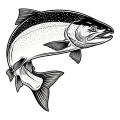 Fototapeta premium salmon fishing illustration logo vector image t shirt