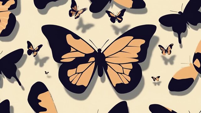 Stylized Butterflies Flitting Around, Abstract Animation