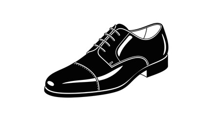 A black and white drawing of a dress shoe with laces