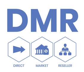 DMR - Direct Market Reseller acronym. business concept background. vector illustration concept with keywords and icons. lettering illustration with icons for web banner, flyer