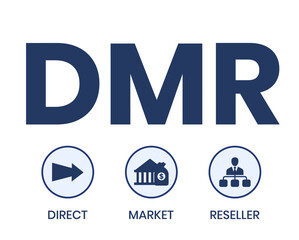 DMR - Direct Market Reseller acronym. business concept background. vector illustration concept with keywords and icons. lettering illustration with icons for web banner, flyer