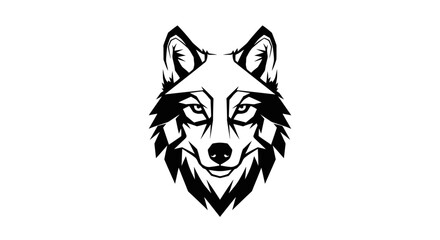 Majestic wolf head logo design in black and white isolated on a simple background © Azizi