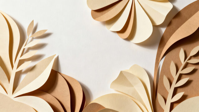 Intricate Paper Cutout Leaves in Neutral Tones