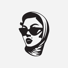 logo simple woman hijab glasses vector icon symbol modern illustration design