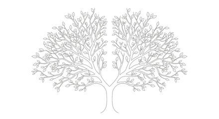 Fototapeta premium Symmetrical tree illustration with branches and leaves in a simple elegant style art