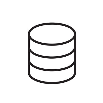 Minimalist Database Icon &ndash; Black and White Vector of Stacked Cylindrical Data Storage Symbol