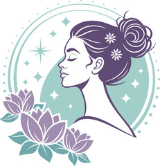 Beauty salon and spa doodle set. Skin care and natural treatment, natural cosmetics concept, time for yourself. Spa with aroma oil, nail file, sleep mask and other care items.