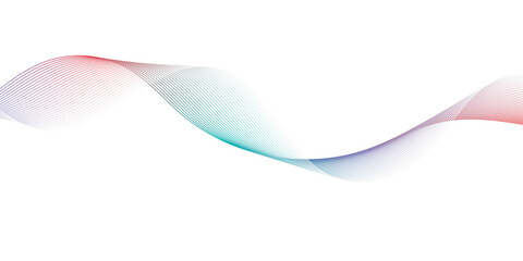 Abstract colorful wave background with smooth gradient blending of red, blue, and purple tones on white. Modern flowing line design, minimal and elegant for technology or business concepts.