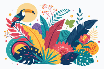 autumn landscape with trees colorful abstract pattern background. template summer concept. vector illustration	