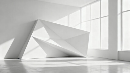 Abstract Geometric Sculpture in Brightly Lit Room