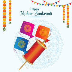 Happy Makar Sankranti social media poster and banner for wish joy and celebration