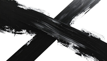 Fototapeta premium Abstract Black and White Brushstroke Design on Transparent Background with Dynamic Textures