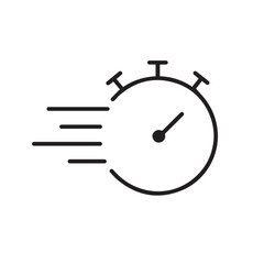 Fast Stopwatch Outline Icon - Time, Speed, and Efficiency Vector