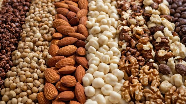 Close Up Array of Different Types of Nuts