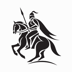 Obraz premium Warrior on Horse Vector Silhouette Logo Design on white background