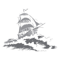 Ship Sailing on Waves