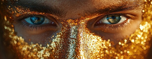 Young Man Embracing Cultural Legacy with Golden Touch