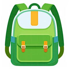 Green School Backpack Illustration - Education and Travel Essential.