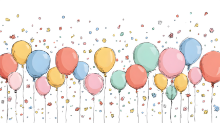 Colorful balloons pattern isolated on white background