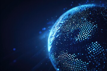 Abstract digital representation of a world globe, showing connected data