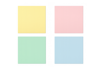 Colorful sticky notes with soft pastel colors, creating reminders and memory aids on a transparent background