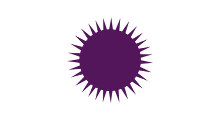 Purple spiky sun-like shape on a white background.