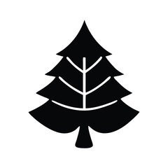 Fototapeta premium Black silhouette of a Christmas tree, symbolizing winter holidays and festive decorations