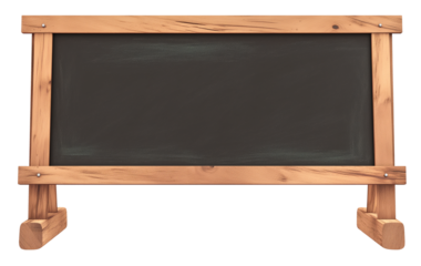 Wooden chalkboard sign with vintage style, rustic wood frame, blank blackboard surface, isolated on transparency background, perfect for cafe, restaurant, or event decoration