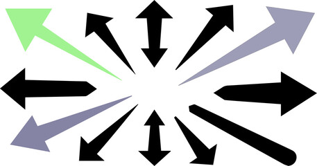 Art & Illustration Arrows pointing to a central point representing direction and movement concept