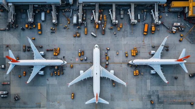 selective focus aerial airport overview