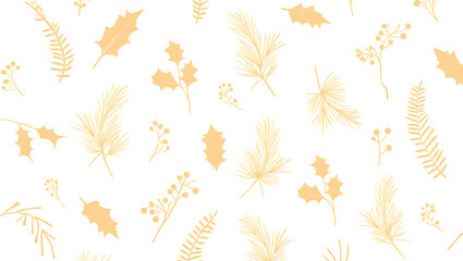 Delicate Yellow Christmas Plant Pattern on White Background image photo