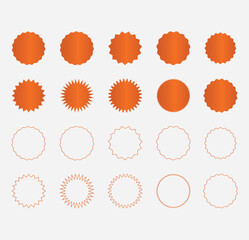 Orange Starburst & Scalloped Circle Shape Collection – Vector Shapes for Design Flair