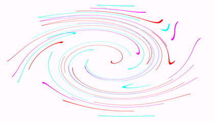 Des lignes coloré ondulé en tourbillon, sur fond blanc.