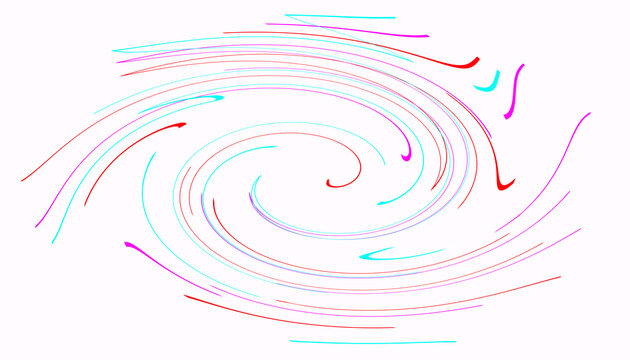 Des lignes color&eacute; ondul&eacute; en tourbillon, sur fond blanc.