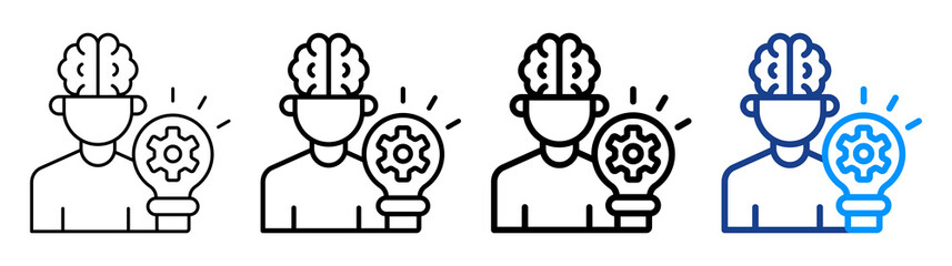 Innovative Mind Icon Different Style Outline Collection Set