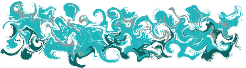 Swirling turquoise abstract pattern creates flowing water effect on white backdrop, evoking a sense of calmness and fluidity, perfect for modern designs.