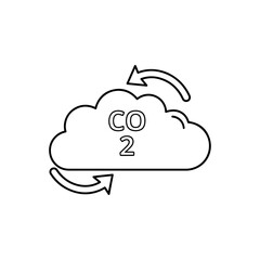 Carbon Dioxide CO2 Cloud Symbol with Circular Arrows Representing Environmental Cycle and Gas Exchange