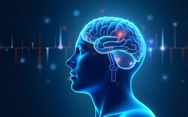 abstract background technology concept in blue light,brain and human body heal ,technology modern medical science in future and global international medical with tests analysis clone DNA human