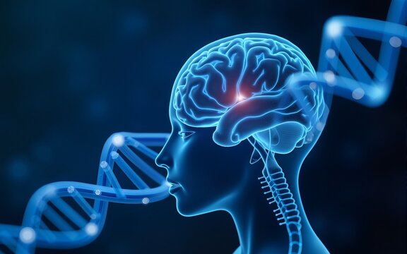 abstract background technology concept in blue light,brain and human body heal ,technology modern medical science in future and global international medical with tests analysis clone DNA human