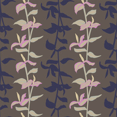 Neutral Colour Botanical Floral Seamless Pattern Design