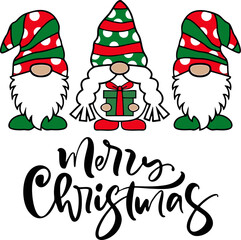 Cute Christmas Gnomes with Gift and Message