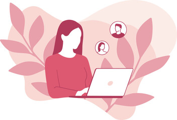 Multiracial People Having Conversation Online Meeting Vector Illustration Communication Discussion Dialogue Concept.