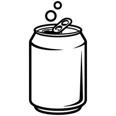 Open Soda Can with Bubbles and Tab, Isolated on White Background, Fresh Beverage and Refreshment Concept