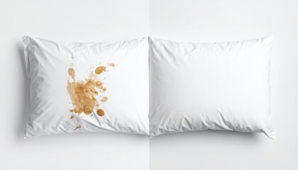 Before and After A Stain-Free Pillow Transformation