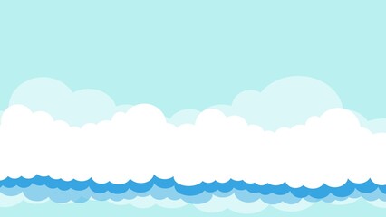 Mint green background with white clouds, simple sky theme, minimalist design