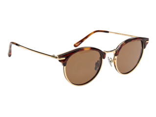 Round sunglasses with tortoise shell frames and gold accents