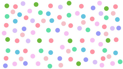 Numerous multicolored circles on transparent background, abstract pattern, playful design