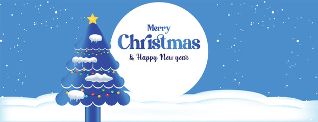 Holiday Christmas Party Banner with New Year Celebration Theme, Special Discount Sale Promotion, Social Media Cover, Web Banner, Header Template, and Christmas Illustration Background