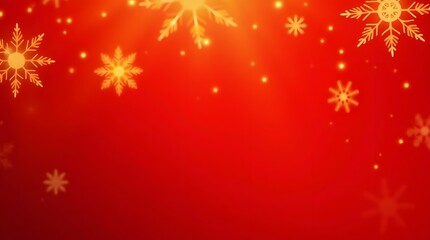 Festive holiday cheer with gold snowflakes on red background for winter celebrations and Christmas